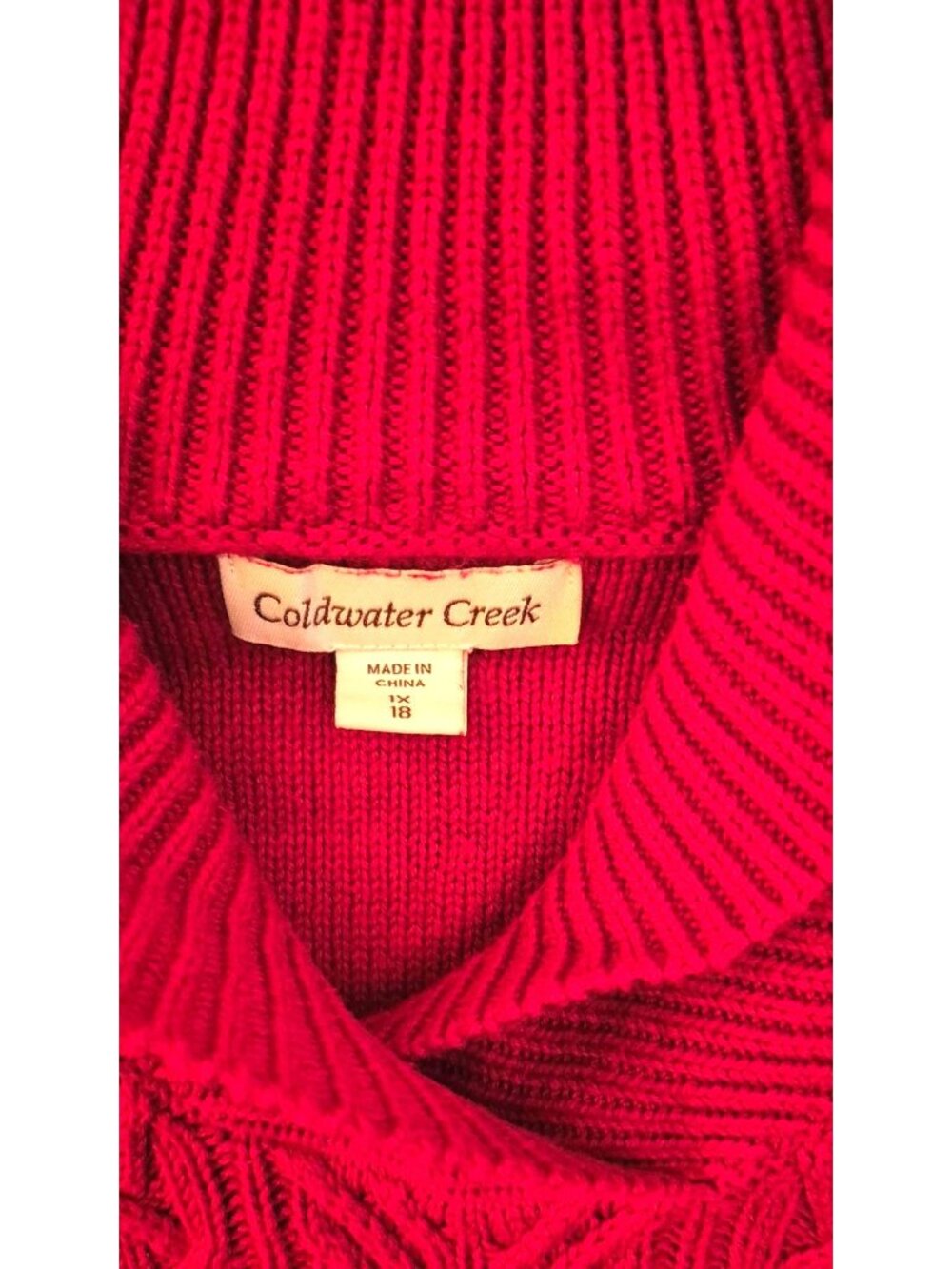 Coldwater Creek Red Shawl Collar Textured Long Sleeve Sweater Size 1X EUC - Picture 3 of 9